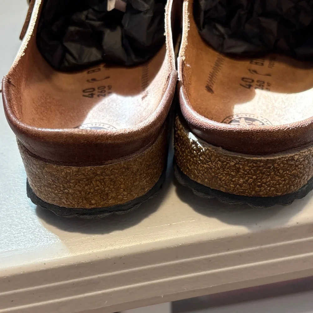 Birkenstock Women's  Brown Leather Slip-On Clog with Buckle - Picture 5 of 7